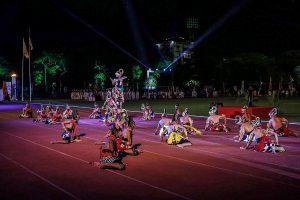 Pertunjukan kesenian tradisional ditampilkan Pemkot Surakarta sebagai pembuka Porprov Jateng XV Tahun 2018 di Stadion Sriwedari